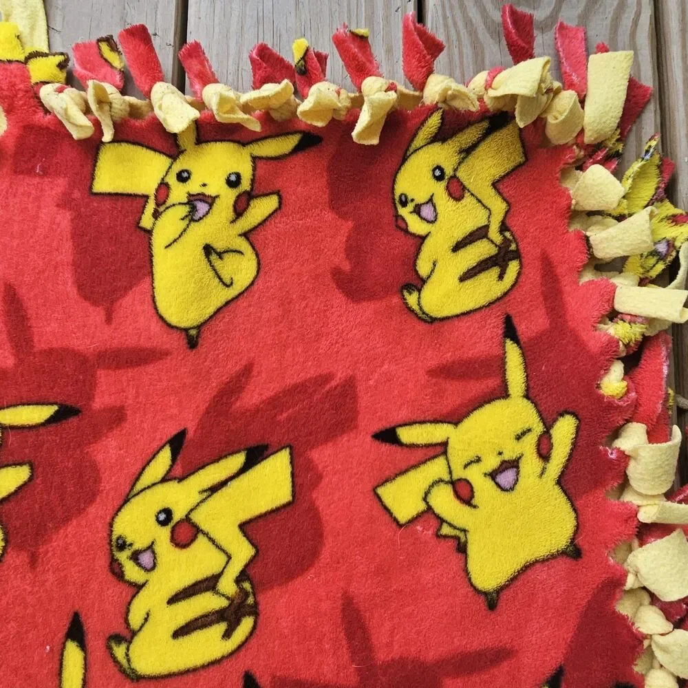 Handmade Pokémon Pikachu Tie Blanket